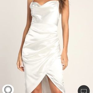 Lulus white satin midi dress